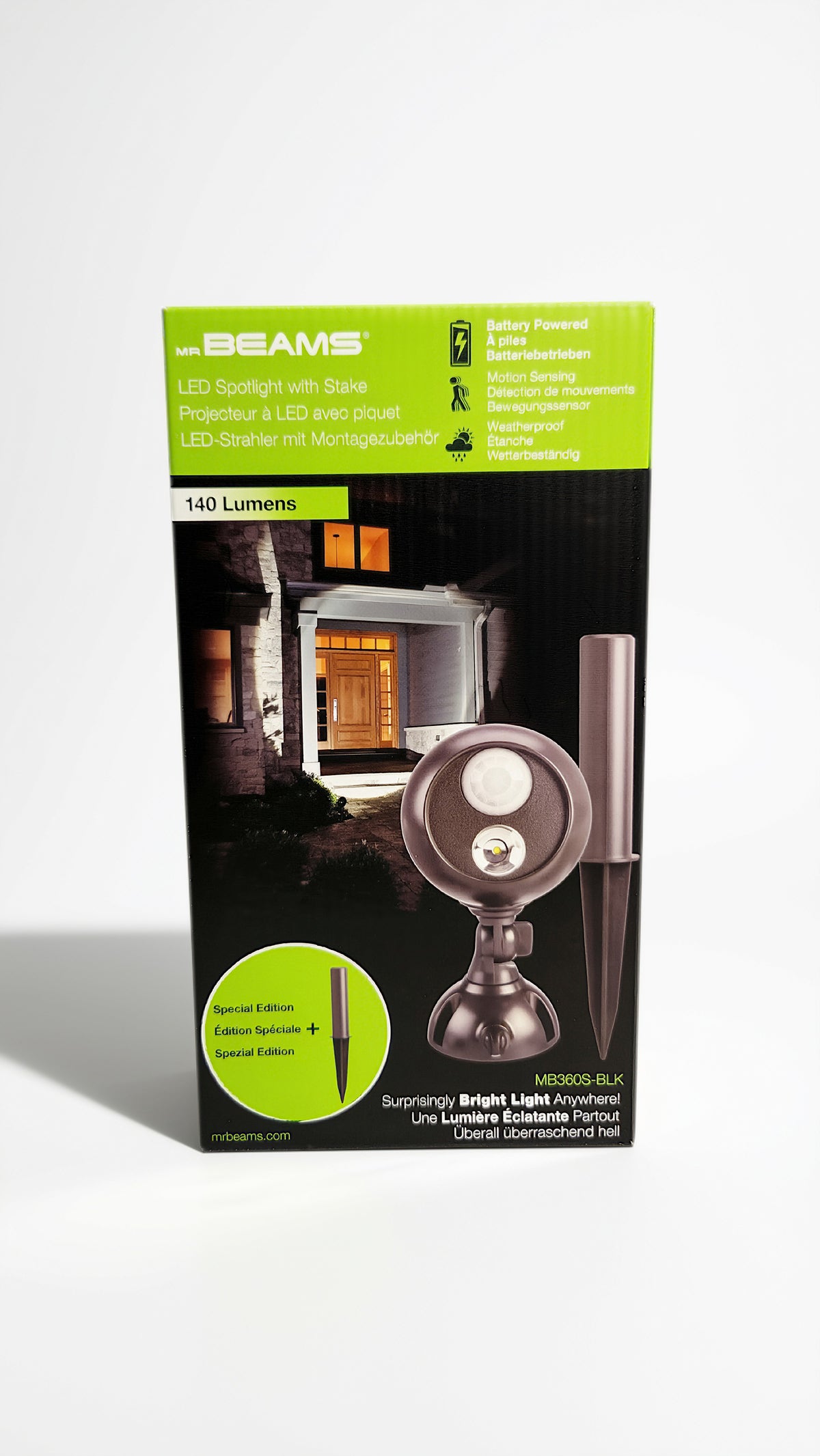 MR BEAMS Batteriebetriebener 75-Watt-LED-Spot mit Bewegungsmelder