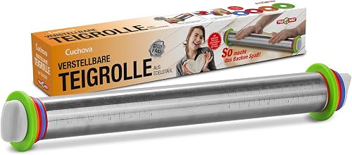 Verstellbare Teigrolle aus Edelstahl