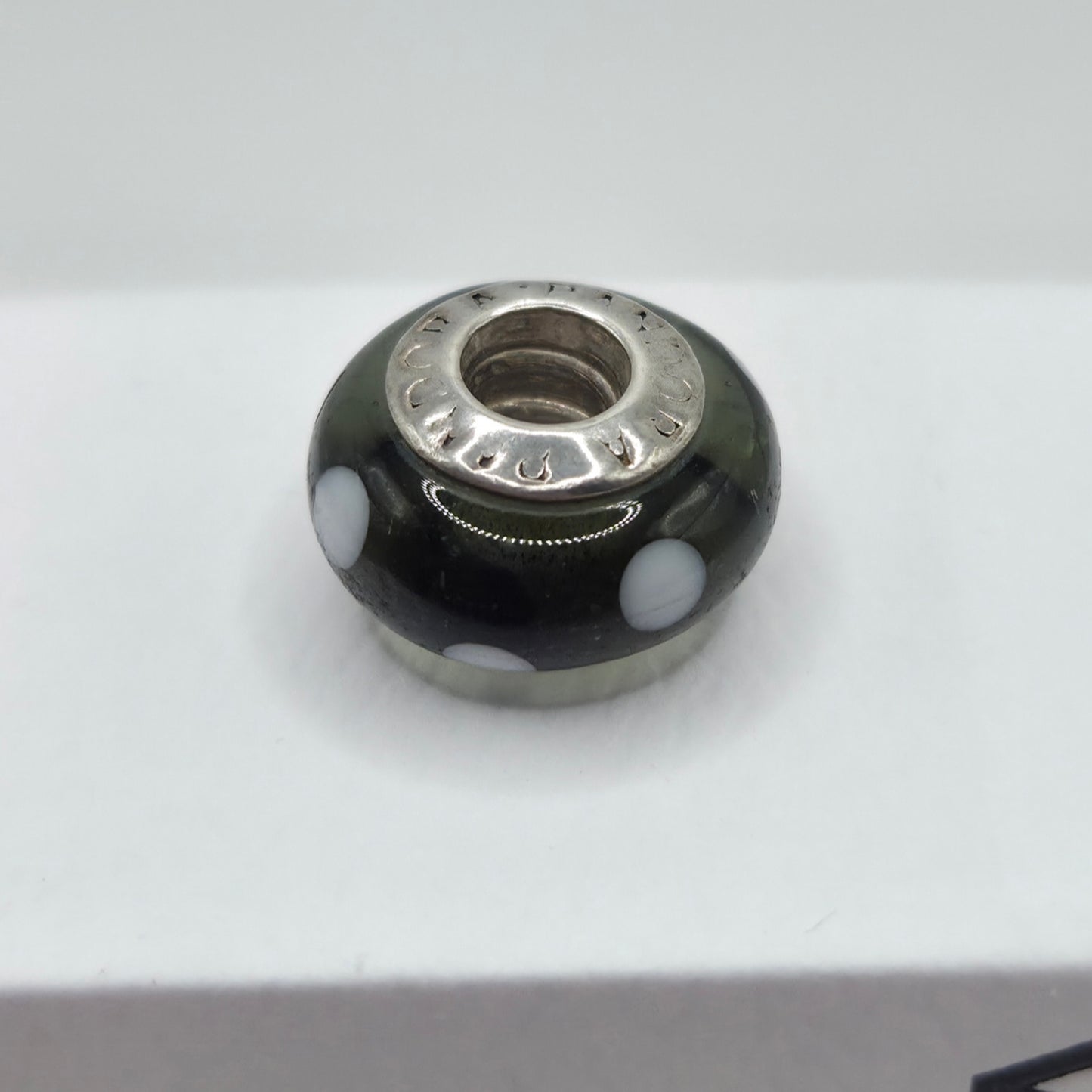 Original Pandora Murano Glas weiss gepunktet 790603