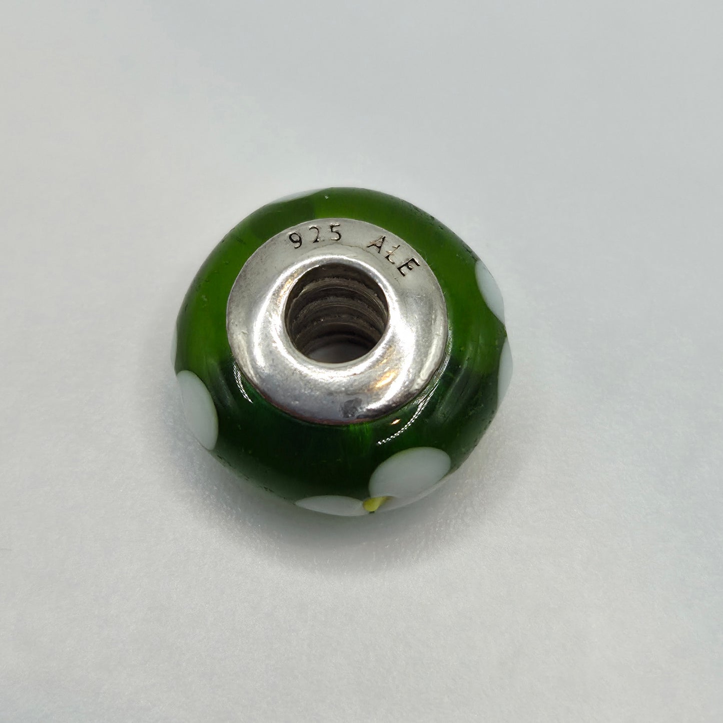 Original Pandora Murano Glas Grün Blumen 790614