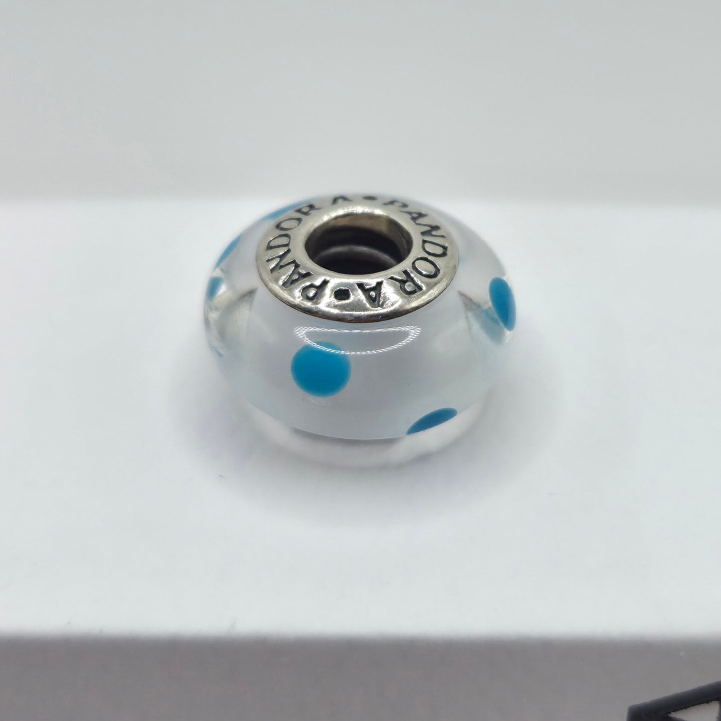 Original Pandora Murano Glas Blau gepunktet 790608