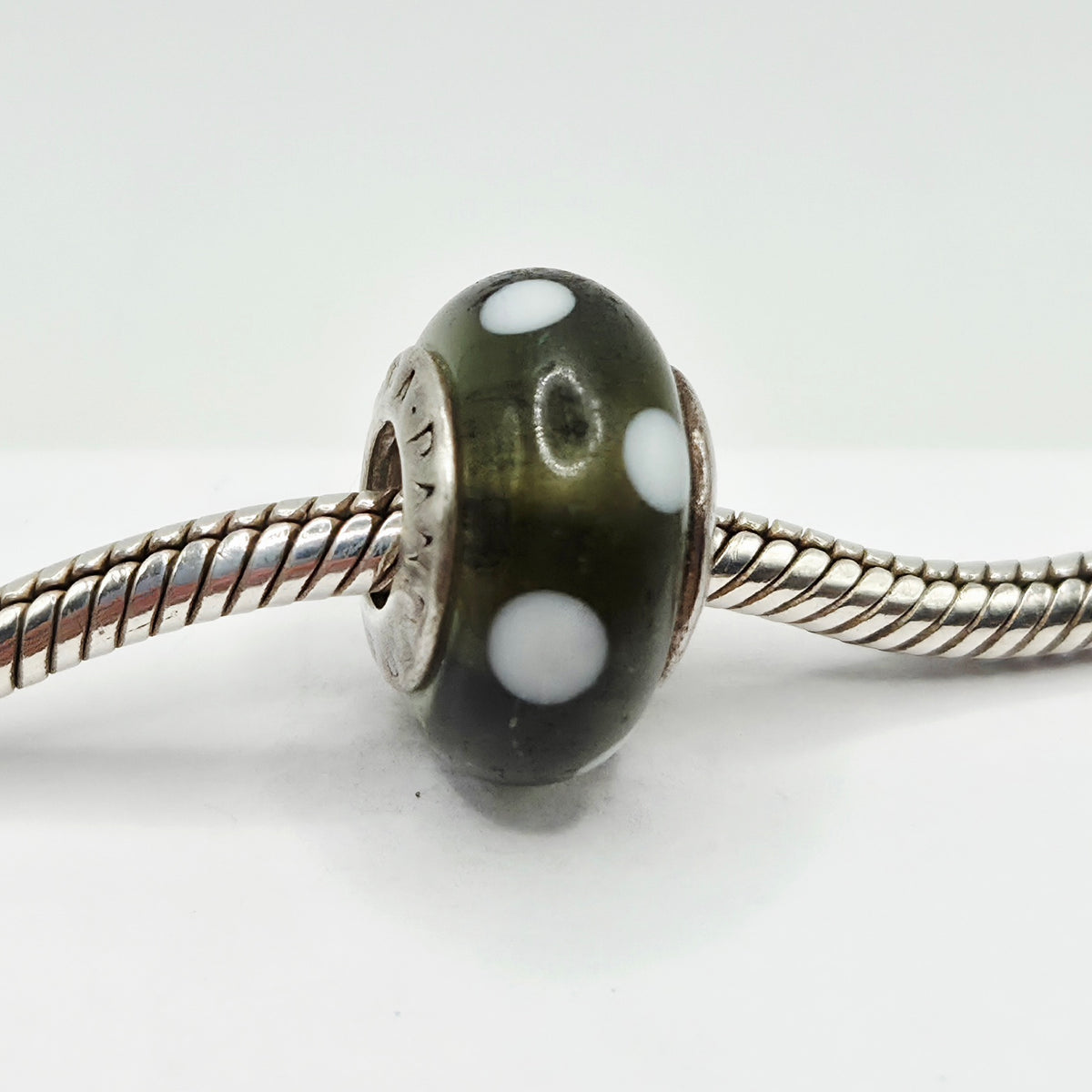 Original Pandora Murano Glas weiss gepunktet 790603