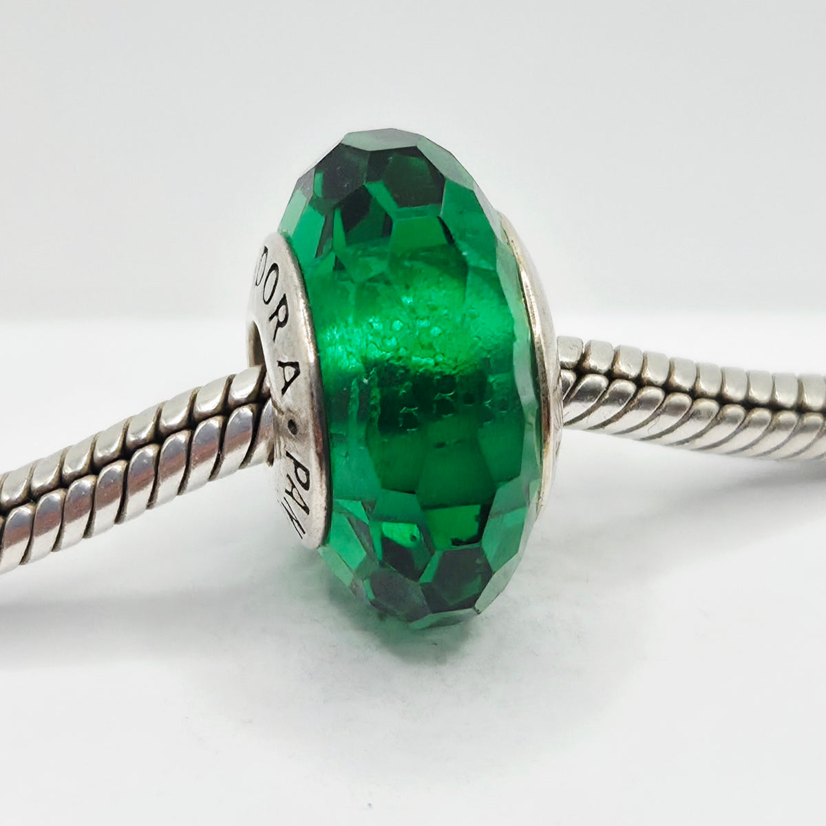 Original Pandora Murano Glas Facetten Grün 791619