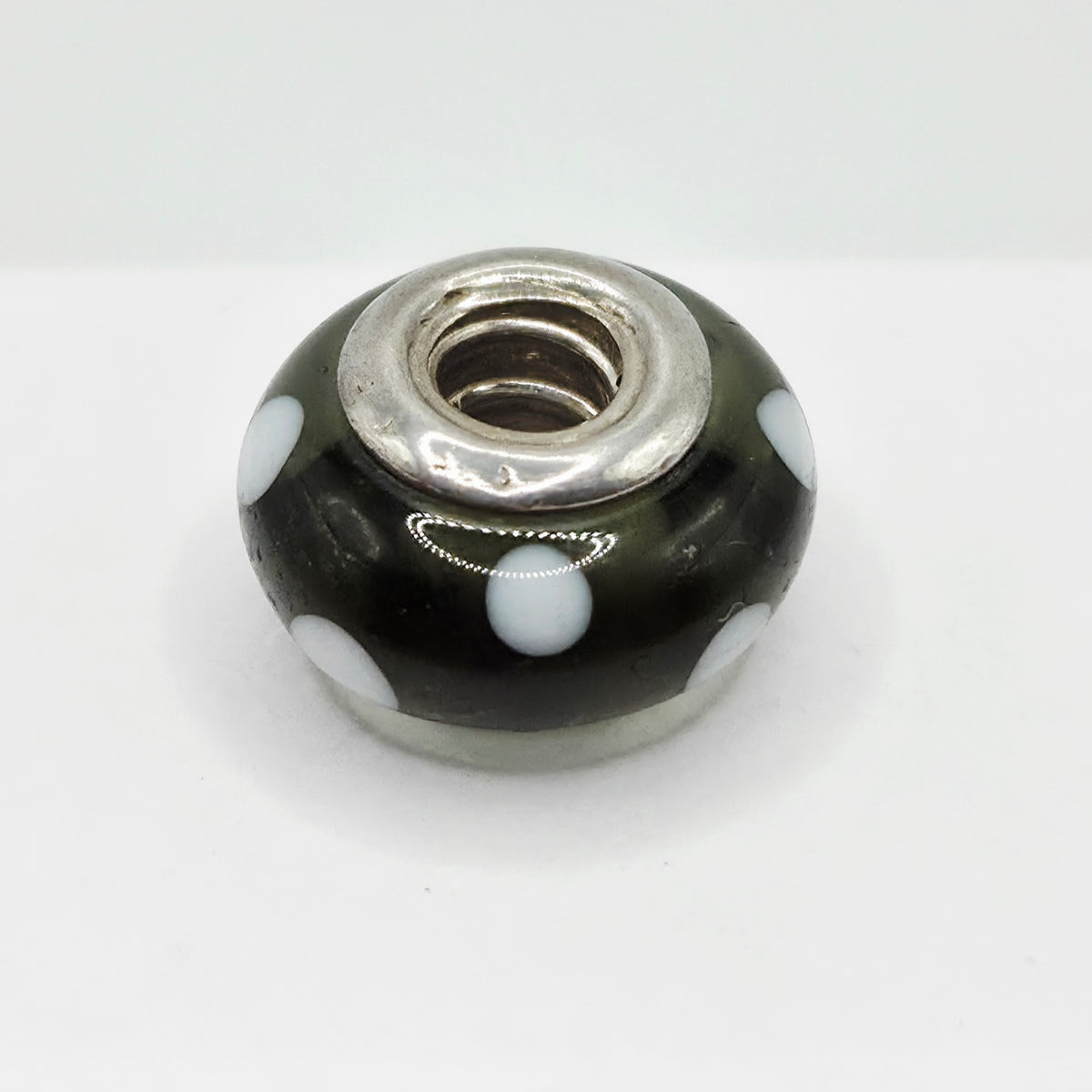 Original Pandora Murano Glas weiss gepunktet 790603