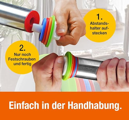 Verstellbare Teigrolle aus Edelstahl