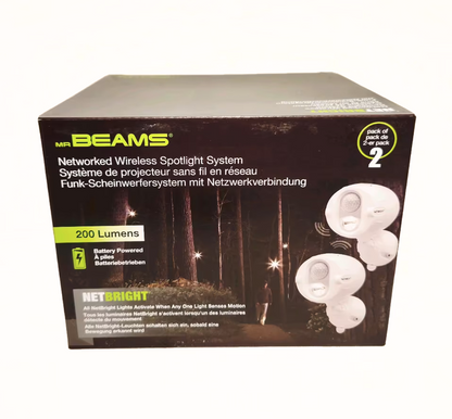 Mr. Beams MBN342-WHT LED-Batterie-Außenstrahler mit Bewegungsmelder Weiß 2er-Pack