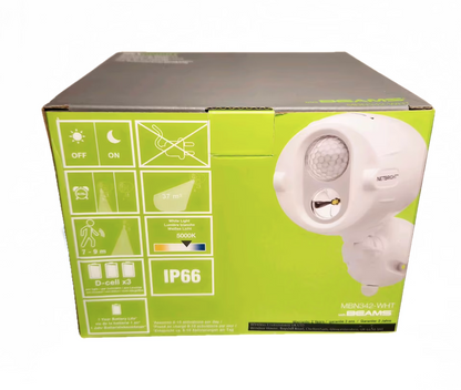 Mr. Beams MBN342-WHT LED-Batterie-Außenstrahler mit Bewegungsmelder Weiß 2er-Pack