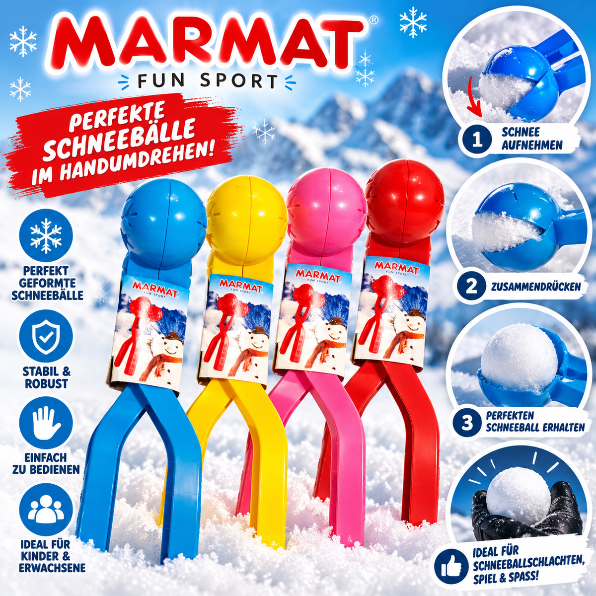 MARMAT FUN SPORT Schneeballformer – Perfekte Schneebälle im Handumdrehen!