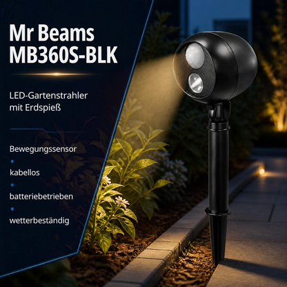 MR BEAMS Batteriebetriebener 75-Watt-LED-Spot mit  Bewegungsmelder