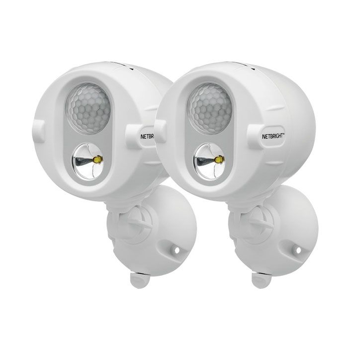 Mr. Beams Batterie-LED-Außenstrahler "MBN342 NetBright" Weiß vernetzbar mit Bewegungsmelder 2er Pack