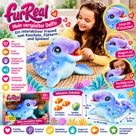 FurReal Hasbro Dimples, Mein lustiger Delfin 80 Geräusche und Reaktionen