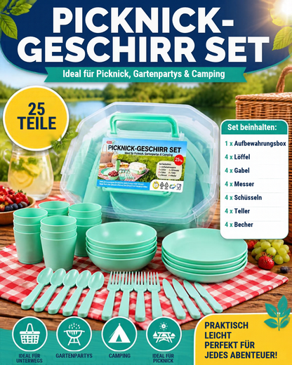 25-teiliges Picknick-Geschirr-Set