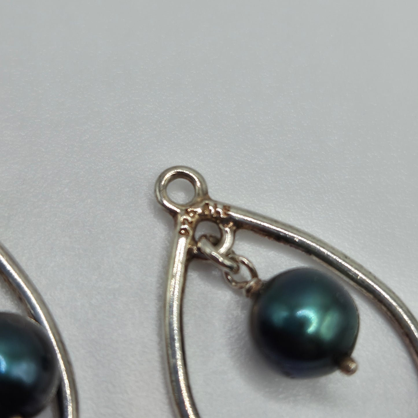 Original Pandora Ohrringe Anhänger grüne Perle Tropfen 290614