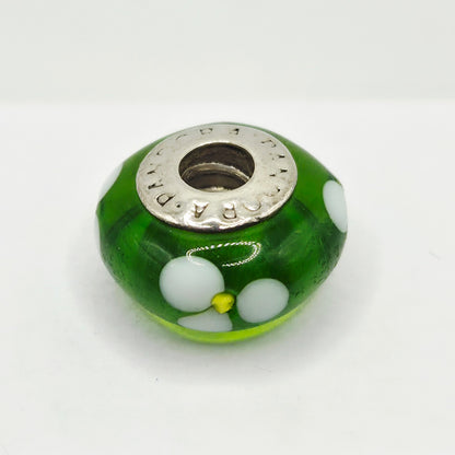 Original Pandora Murano Glas Grün Blumen 790614