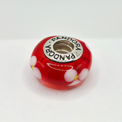 Original Pandora Murano Glas Blume Rot 790622