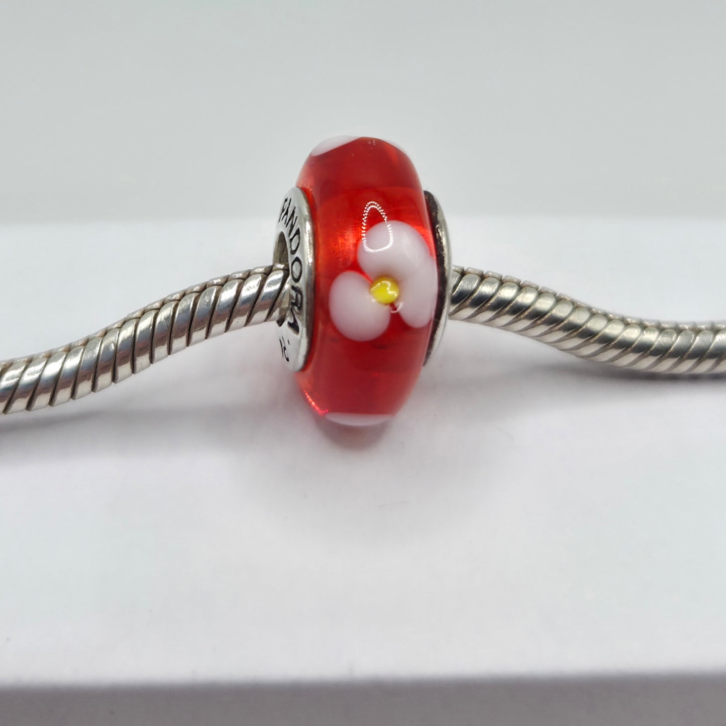 Original Pandora Murano Glas Blume Rot 790622