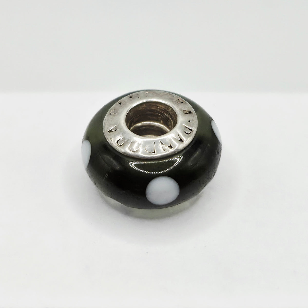 Original Pandora Murano Glas weiss gepunktet 790603