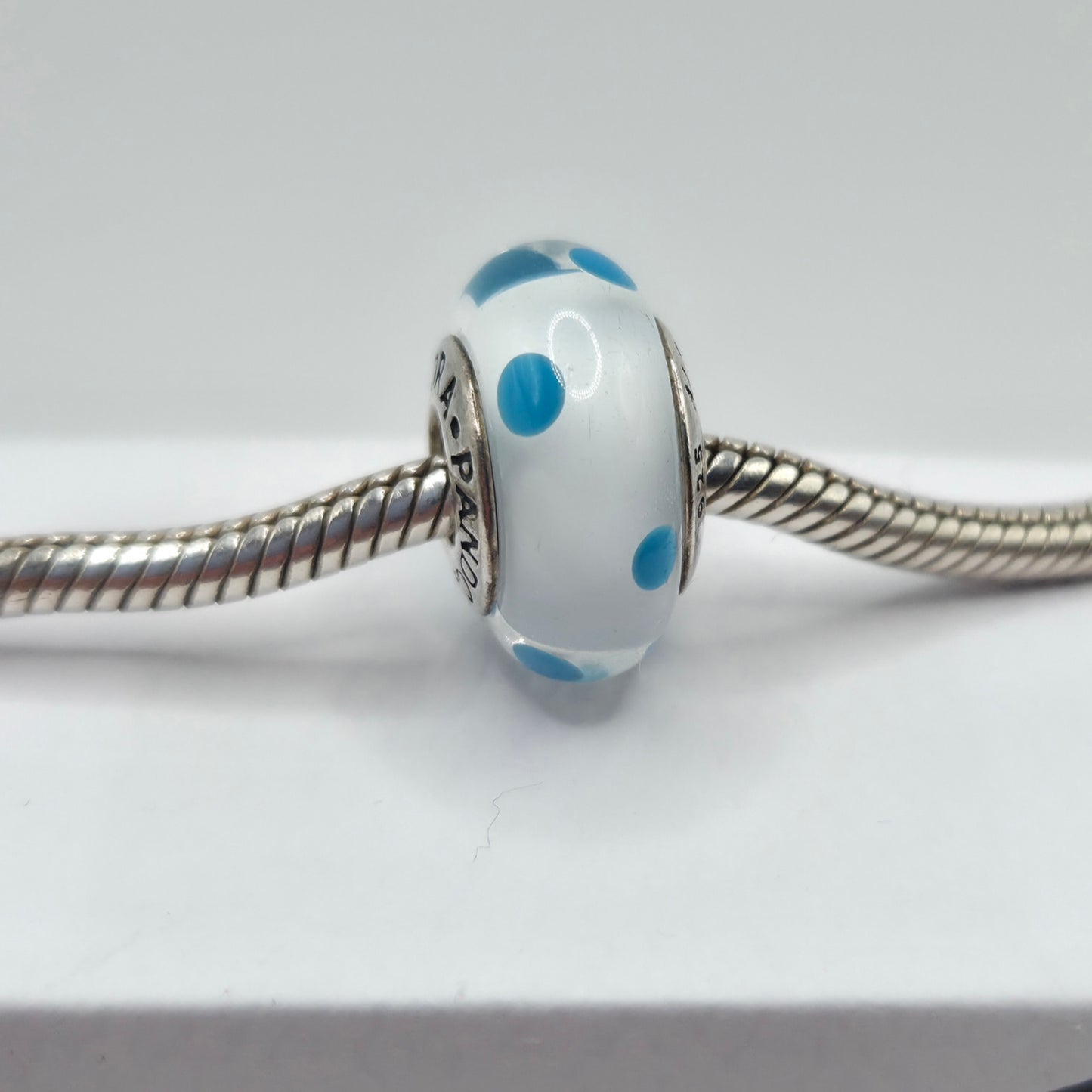 Original Pandora Murano Glas Blau gepunktet 790608