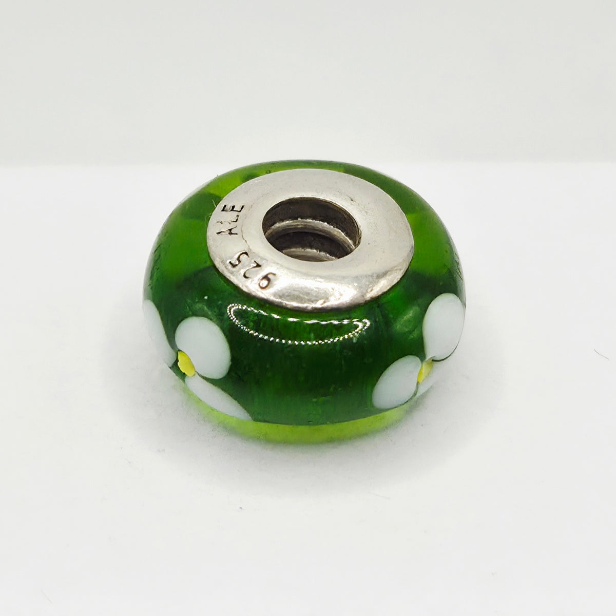 Original Pandora Murano Glas Grün Blumen 790614