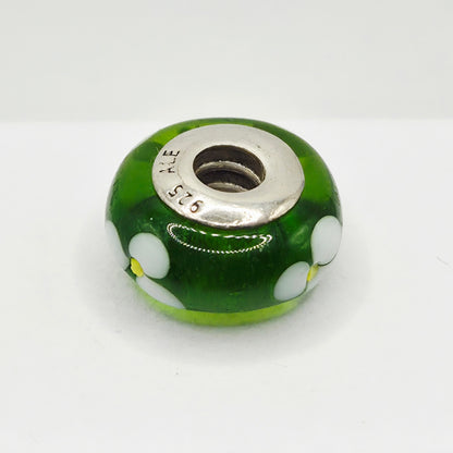 Original Pandora Murano Glas Grün Blumen 790614