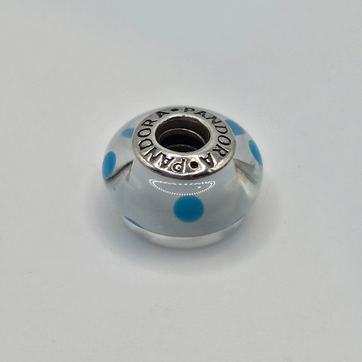 Original Pandora Murano Glas Blau gepunktet 790608
