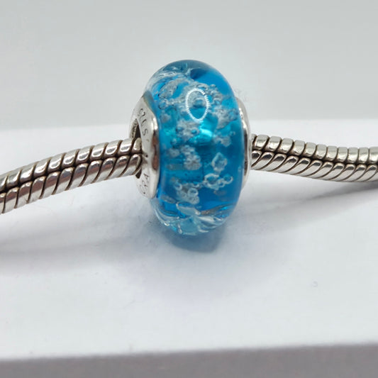 Original Pandora türkisfarbener Glitzer Murano Glas 794801C01