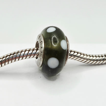Original Pandora Murano Glas weiss gepunktet 790603