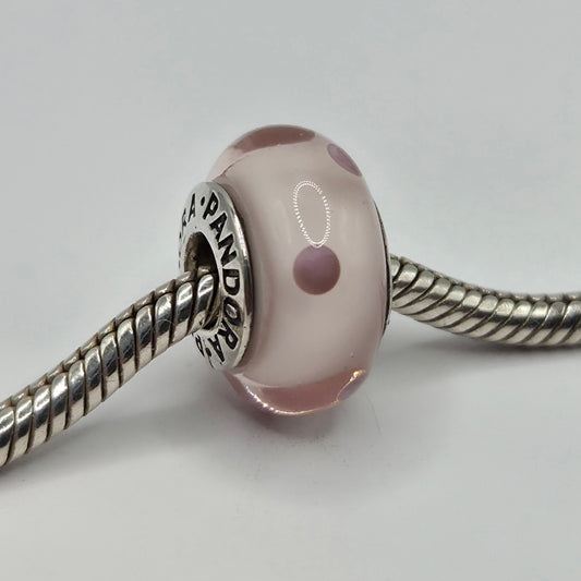 Original Pandora Murano Glas Rosa Punkte 790618