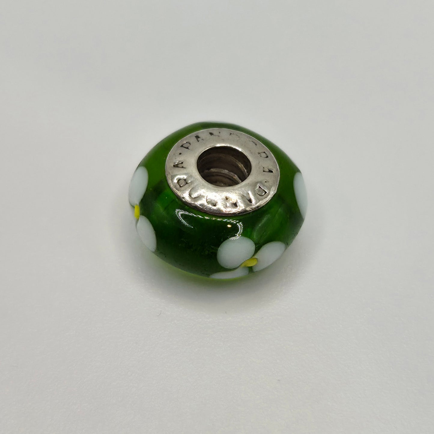 Original Pandora Murano Glas Grün Blumen 790614