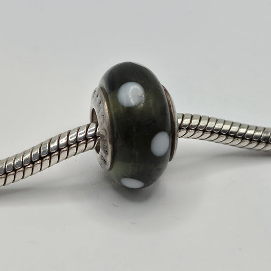 Original Pandora Murano Glas weiss gepunktet 790603